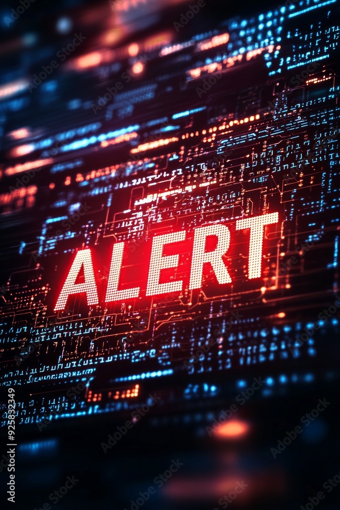 Obraz premium A glowing red warning icon with text 