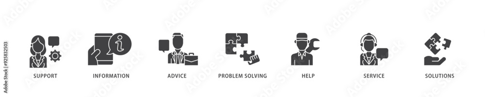 Help desk icon infographic illustration concept with icon of support, information, advice, problem solving, help, service and solutions icon live stroke and easy to edit Help desk icon infographic illustration concept with icon of support, information, advice, problem solving, help, service and solutions icon live stroke and easy to edit