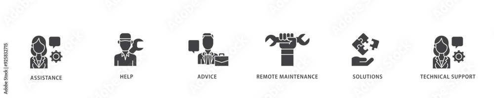 IT Expert icon infographic illustration concept with icon of assistance, help, advice, remote maintenance, solutions and technical support icon live stroke and easy to edit 