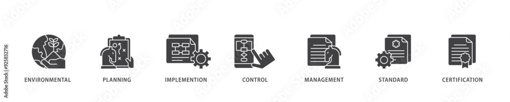 ISO 14001 icon infographic illustration concept with icon of analysis, standards, system management, communication, and haccp principles icon live stroke and easy to edit ISO 14001 icon infographic illustration concept with icon of analysis, standards, system management, communication, and haccp principles icon live stroke and easy to edit