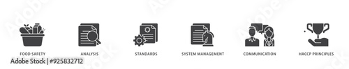 ISO 22000 icon infographic illustration concept with icon of quality, management, standard, assurance, business, certification and service icon live stroke and easy to edit 