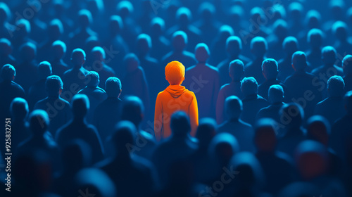 A person and crowd