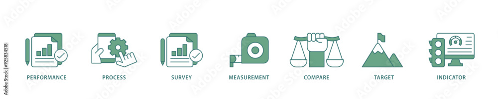 Benchmarking icon infographic illustration concept with icon of performance, process, survey, measurement, compare, target, and indicator icon live stroke and easy to edit Benchmarking icon infographic illustration concept with icon of performance, process, survey, measurement, compare, target, and indicator icon live stroke and easy to edit