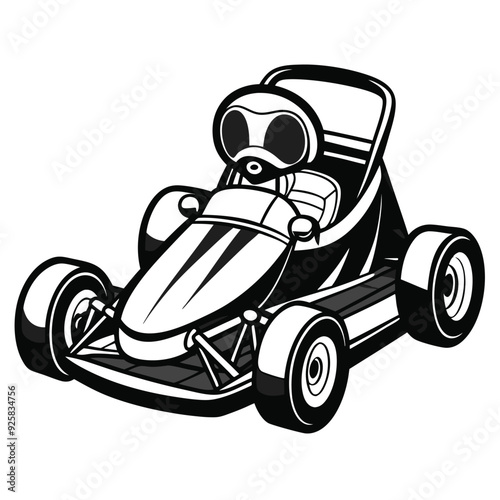 Go Kart racing car cartoon logo silhouette. Generative AI