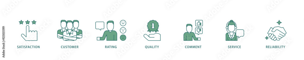 Feedback icon infographic illustration concept with icon of satisfaction, customer, rating, quality, comment, service and reliability icon live stroke and easy to edit Feedback icon infographic illustration concept with icon of satisfaction, customer, rating, quality, comment, service and reliability icon live stroke and easy to edit