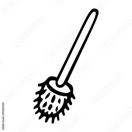 Toilet brush hand drawn doodle. Cleaning hygiene at home. Vector outline line art illustration.