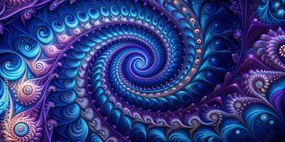 Cosmic Whirlpool: An endless journey through swirling blue and purple hues, this fractal art piece invites you to explore the depths of imagination. Cosmic Whirlpool: An endless journey through swirling blue and purple hues, this fractal art piece invites you to explore the depths of imagination.