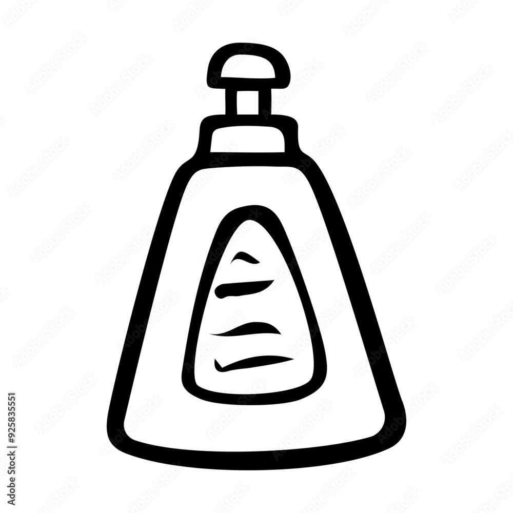 Obraz premium Bottle of liquid soap hand drawn doodle. Hand washing and disinfection. Personal hygiene. Vector outline line art illustration.