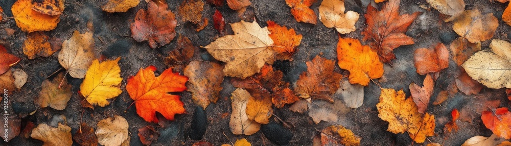 A vibrant collection of autumn leaves in various shades of orange, brown, and yellow, creating a stunning natural carpet. A vibrant collection of autumn leaves in various shades of orange, brown, and yellow, creating a stunning natural carpet.
