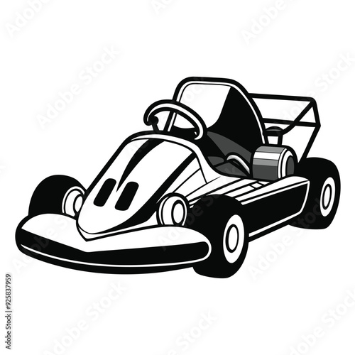 Go Kart racing car cartoon logo silhouette. Generative AI