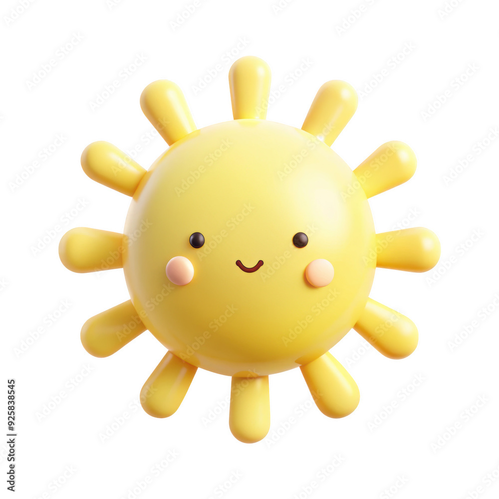 Cute and cheerful smiling sun 3D illustration with a bright yellow face and playful design. Perfect for children themes, or weather-related projects Isolated on transparent background, png. Cute and cheerful smiling sun 3D illustration with a bright yellow face and playful design. Perfect for children themes, or weather-related projects Isolated on transparent background, png.