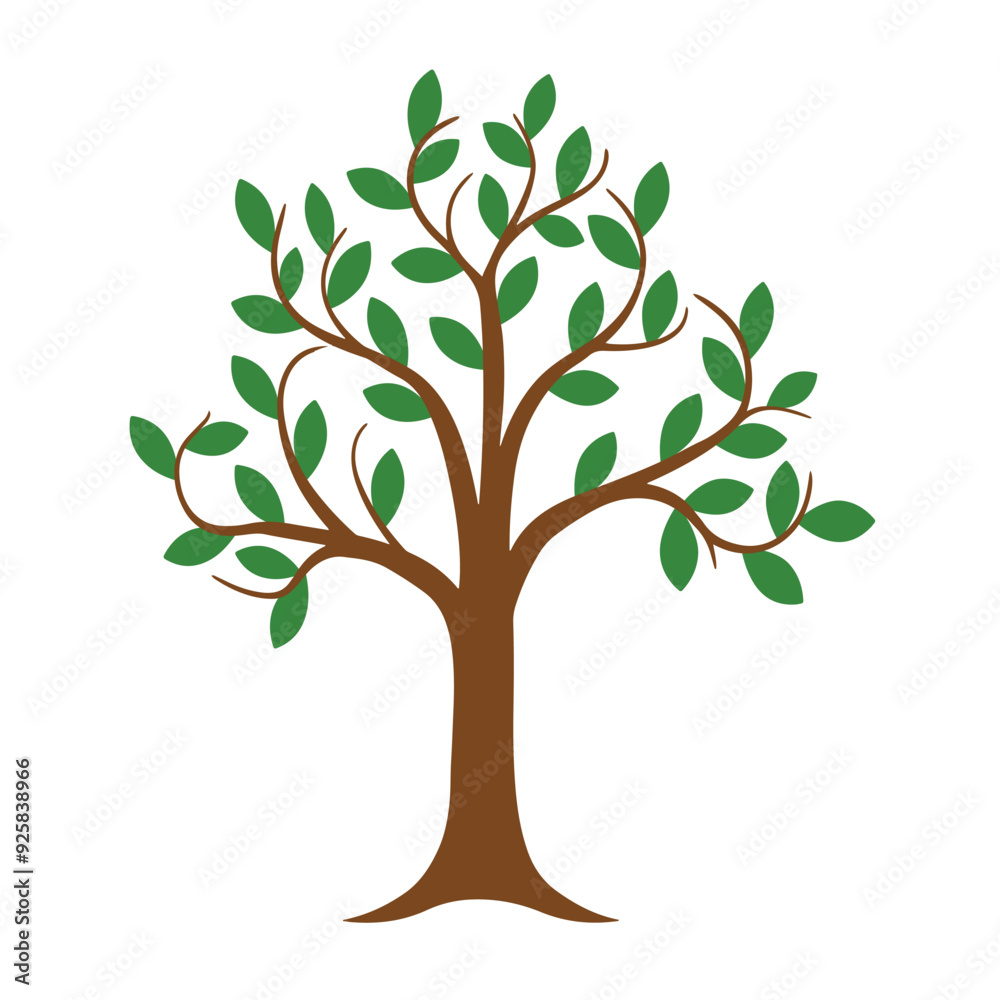 Tree With Greem Leaf isolated, Tree Clipart, Tree logo, Tree with root illustration Tree With Greem Leaf isolated, Tree Clipart, Tree logo, Tree with root illustration