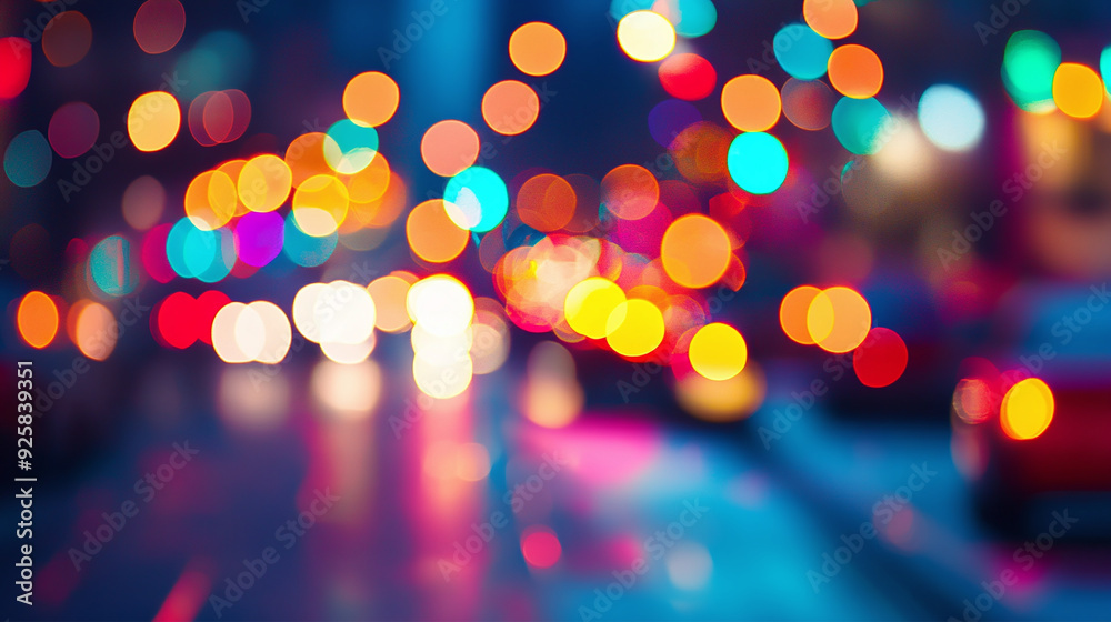 blurred lights of a city skyline at night, with a focus on the colorful bokeh from street lamps and traffic lights casting a soft, glowing ambiance blurred lights of a city skyline at night, with a focus on the colorful bokeh from street lamps and traffic lights casting a soft, glowing ambiance