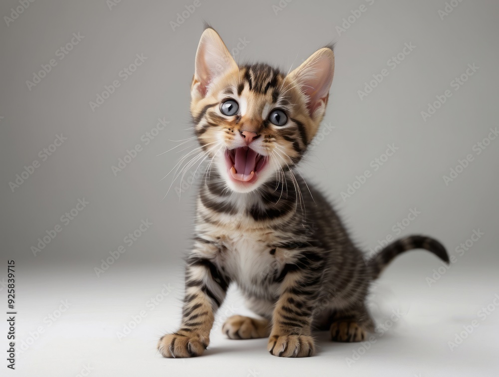 A Bengal Kitten with Open Mouth and Blue Eyes A Bengal Kitten with Open Mouth and Blue Eyes
