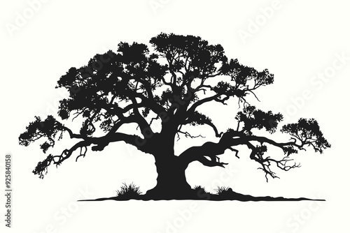 Blackjack Oak silhouette vector illustration photo