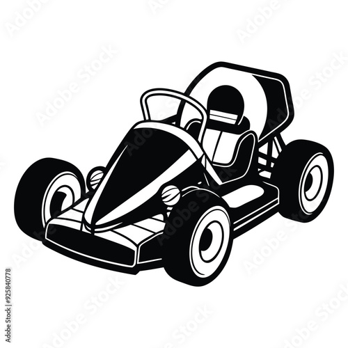 Go Kart racing car cartoon logo silhouette. Generative AI