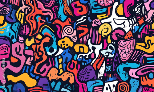 hand drawn abstract doodle style