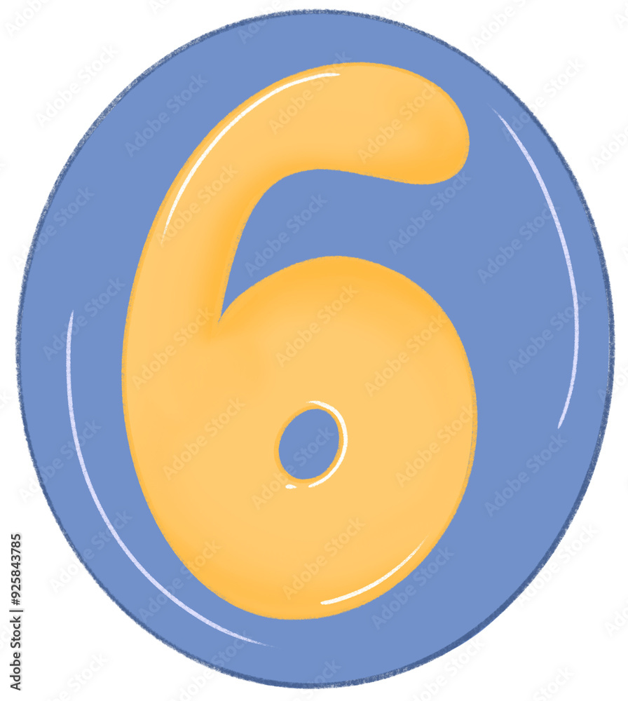 Yellow numbers on a blue plate