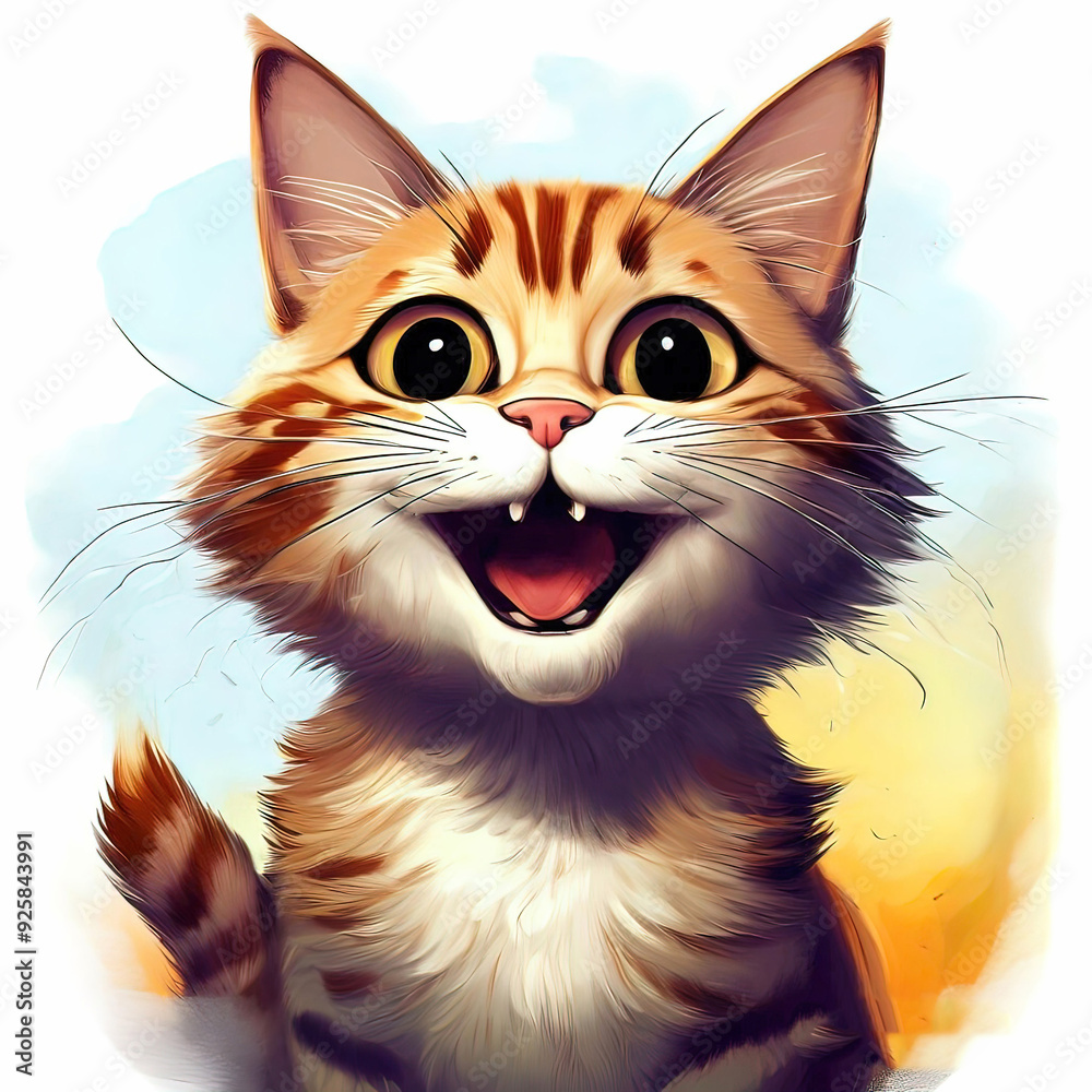 Obraz premium funny cat, cat in cartoon style, cartoon drawing