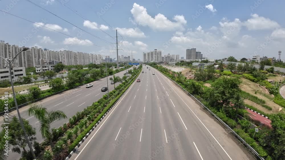 Above View of Vehicles Moving On Highway At Day Time Above View of Vehicles Moving On Highway At Day Time