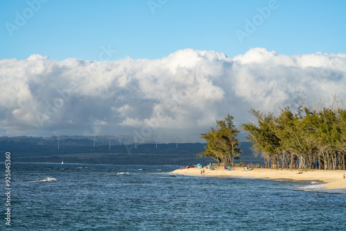 Cumulus congestus cloud in the Koʻolau Range，Mokuleia, Honolulu, Oahu Hawaii.  Kawailoa Wind Farm
 photo