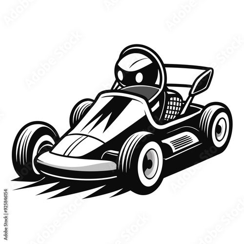 Go Kart racing car cartoon logo silhouette. Generative AI