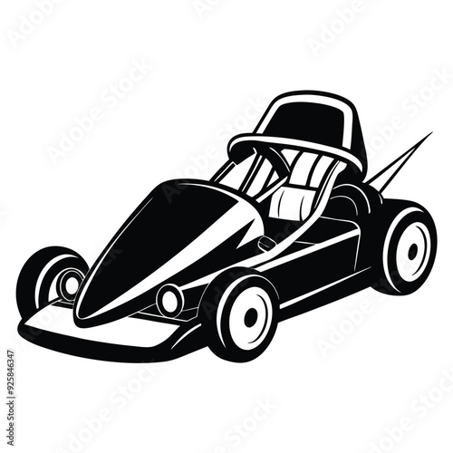 Go Kart racing car cartoon logo silhouette. Generative AI
