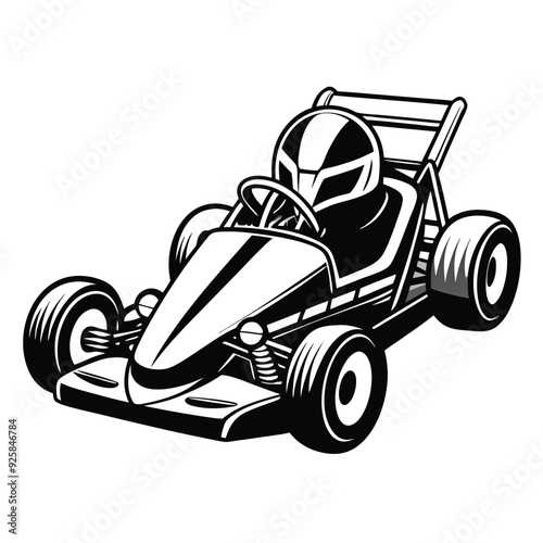Go Kart racing car cartoon logo silhouette. Generative AI
