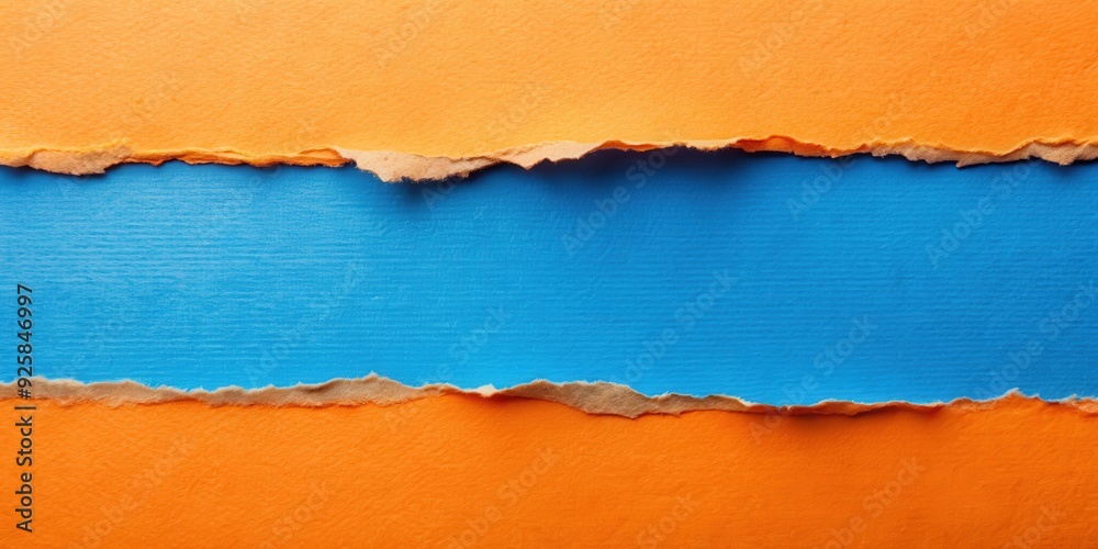 Torn blue and orange paper with a textured edge , torn, paper, blue, orange, ripped, texture, colorful, abstract Torn blue and orange paper with a textured edge , torn, paper, blue, orange, ripped, texture, colorful, abstract