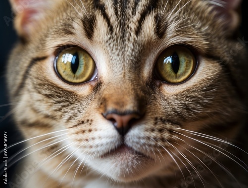 Close-up Portrait of a Tabby Cat with Golden Eyes