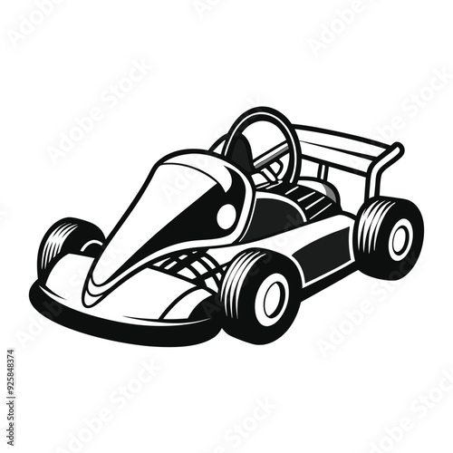 Go Kart racing car cartoon logo silhouette. Generative AI