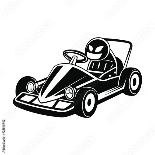 Go Kart racing car cartoon logo silhouette. Generative AI