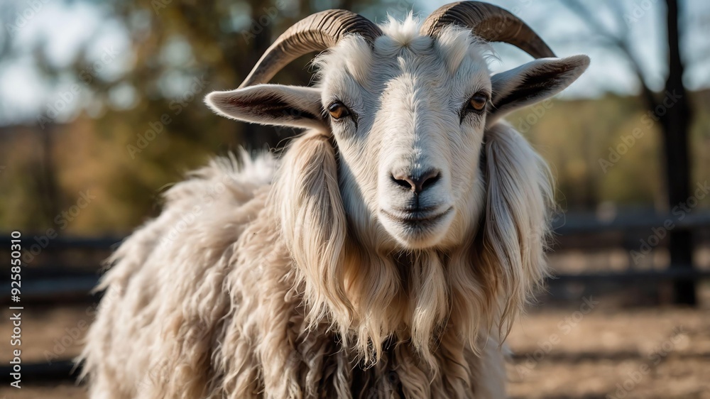 stock photography cashmere goat in a beautiful farm