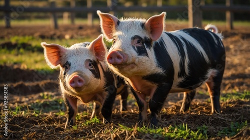 stock photography kune kune pigs in a beautiful farm photo