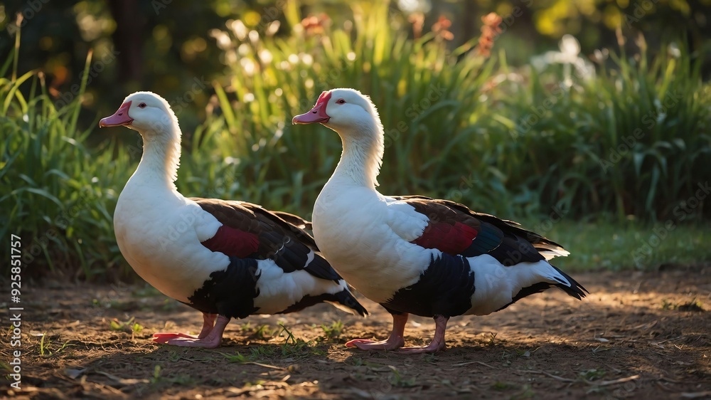Obraz premium stock photography muscovy ducks in a beautiful farm