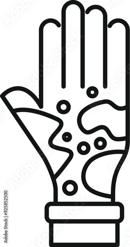 Line icon of a hand with a monkeypox rash, depicting the viral disease symptoms