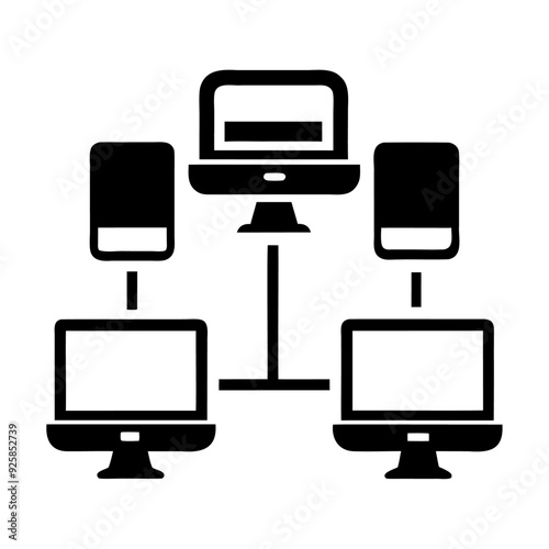 Silhouette file share link datum connection icon and vector illustration