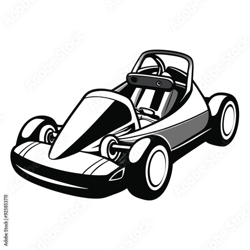 Go Kart racing car cartoon logo silhouette. Generative AI