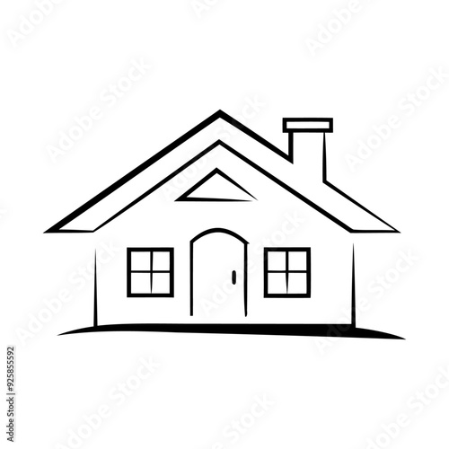 Outline home or house building apartment icon and vector illustration