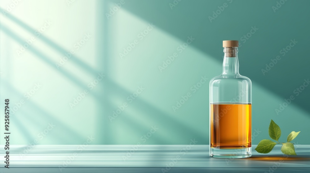 Whiskey Bottle on Minimalist Background Whiskey Bottle on Minimalist Background