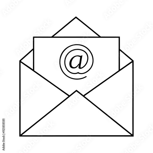 Fax mail contact envelope sign outline icon and vector illustration