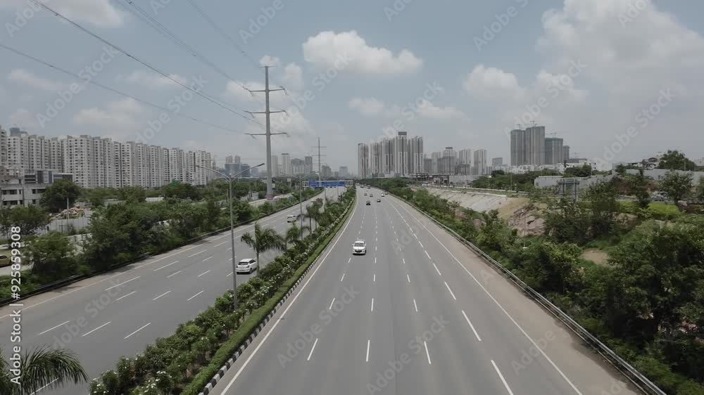 Above View of Vehicles Moving On Highway At Day Time Above View of Vehicles Moving On Highway At Day Time