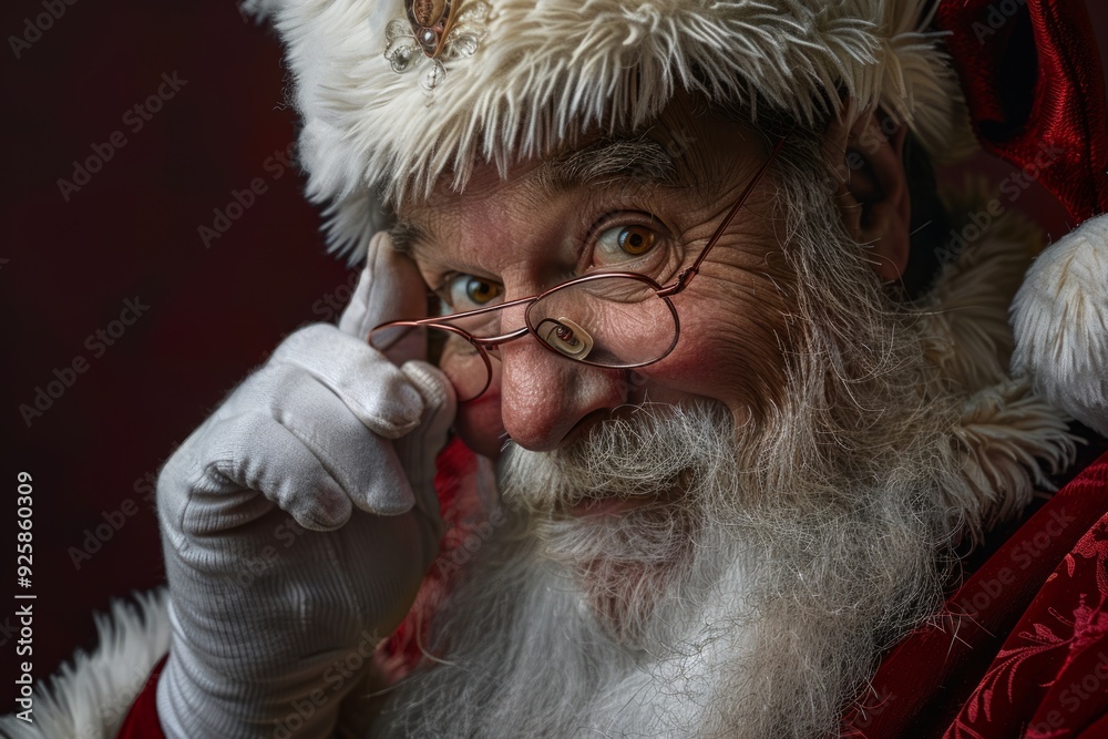 Santa Claus with a joyful smile and twinkling eyes. Classic Christmas style portrait. Perfect for holiday cards and festive ads. Close-up shot of a happy Santa. Generative AI Santa Claus with a joyful smile and twinkling eyes. Classic Christmas style portrait. Perfect for holiday cards and festive ads. Close-up shot of a happy Santa. Generative AI