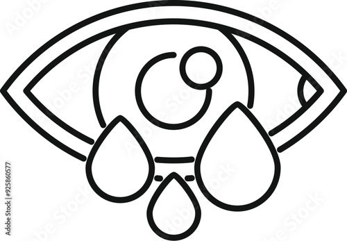 Simple vector illustration of a human eye crying tears, symbolizing sadness, pain, or grief