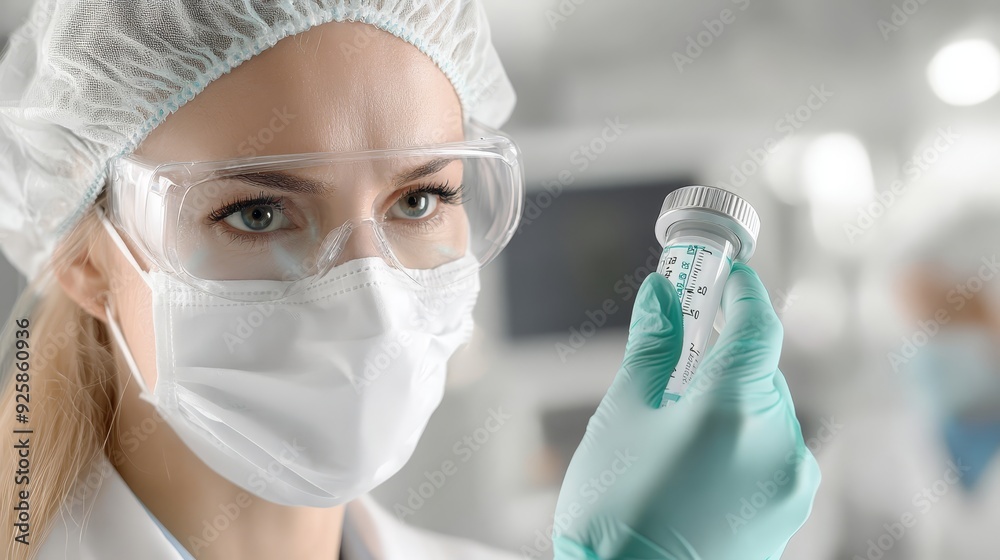 Female scientist examining lab sample in laboratory Female scientist examining lab sample in laboratory