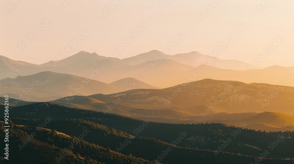 Obraz premium Mountain Ranges at Sunset