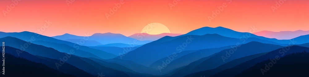Obraz premium Ethereal Winter Wonderland: AI-Generated 4K Minimalist Landscape featuring Misty Mountains, Serene Ocean, and Dreamy Sunrise. Enchanting Flat Art Design for 2025 Seasonal UI, Festive Posters, and Webp