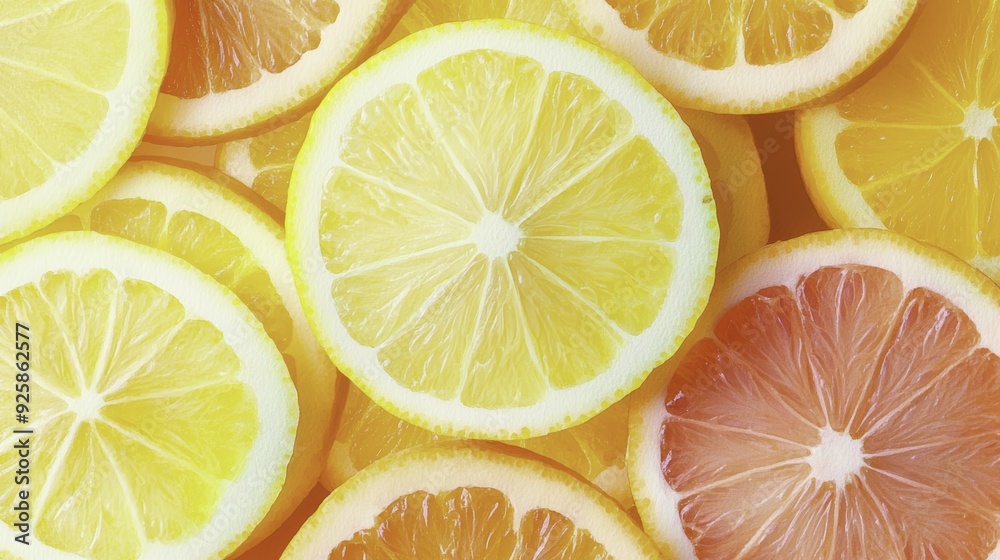 Close-up Citrus Slices - Vibrant Lemon, Orange, and Grapefruit Close-up Citrus Slices - Vibrant Lemon, Orange, and Grapefruit