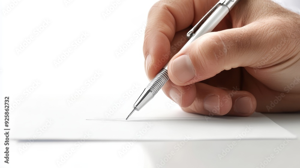 Close-up of hand writing with pen Close-up of hand writing with pen