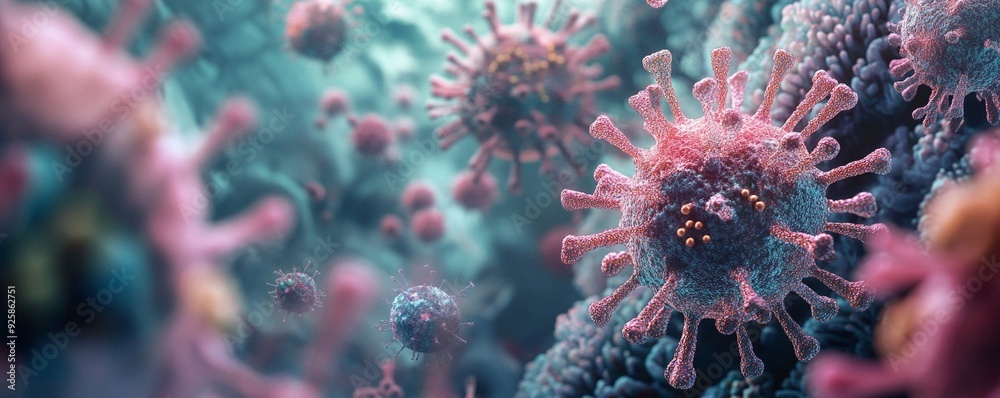 This is a photo taken under a microscope of a virus that threatens human health, and is an image needed for medical care, medicine, and research. Generative AI
This is a photo taken under a microscope of a virus that threatens human health, and is an image needed for medical care, medicine, and research. Generative AI